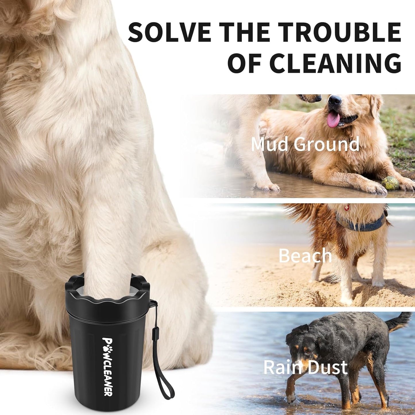 Professional 7 in 1 Dog Paw Cleaner for Dogs & Cats - Includes 1 Portable Paw Washer, 1 Bath Brush, 2 Dog Toothbrushes and 3 Absorbent Towels Note: Fits Paws up to 2 Inches Wide (Small, Blue)