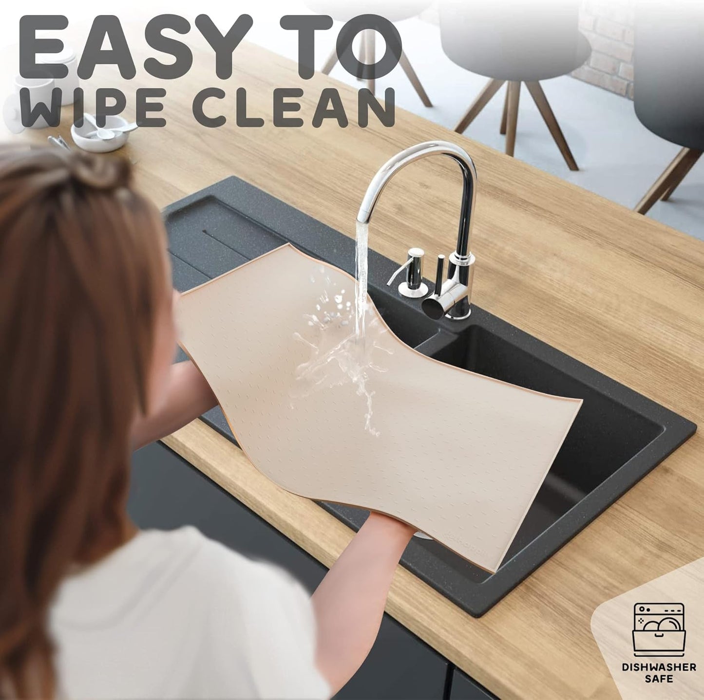 Dog Food Mat - Raised Edges Dogs Mat for Food and Water Prevent Spill, Waterproof Cat Food Mats Protect Floors, Easy Clean Dog Bowl Mats for Food and Water, Silicone Pet Feeding Placemats