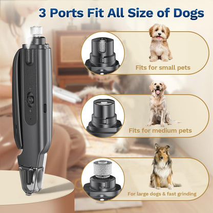 2-in-1 Dog & Cat Nail Clipper with Grinder - Dual Highlight LED Reduce Over-Trimming, Long Battery Cordless USB-C Rechargeable, Safety Lock & Catcher Cap, Quiet Home Grooming for Small Large Pets