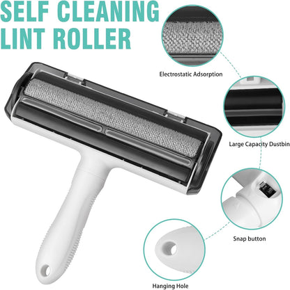 Reusable Lint Roller for Pet Hair - Washable Extra Sticky Gel Lint Remover, Eco-Friendly Dog & Cat Hair Roller for Clothes, Furniture, Carpet, Bedding, and Car Seat, (Travel Size). White.