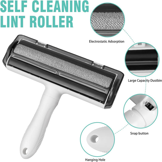 Reusable Lint Roller for Pet Hair - Washable Extra Sticky Gel Lint Remover, Eco-Friendly Dog & Cat Hair Roller for Clothes, Furniture, Carpet, Bedding, and Car Seat, (Travel Size). White.