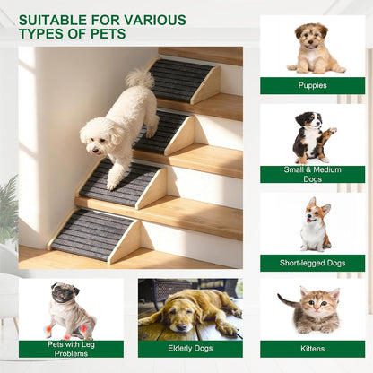 TIMHAKA 2 Pack Dog Ramp for Stairs, Upgraded Widened Non-Slip Dog Stairs for Small Medium Dogs, Wooden Pet Steps for Staircase, Steps and Stairs Assist for Injured & Aged Pets