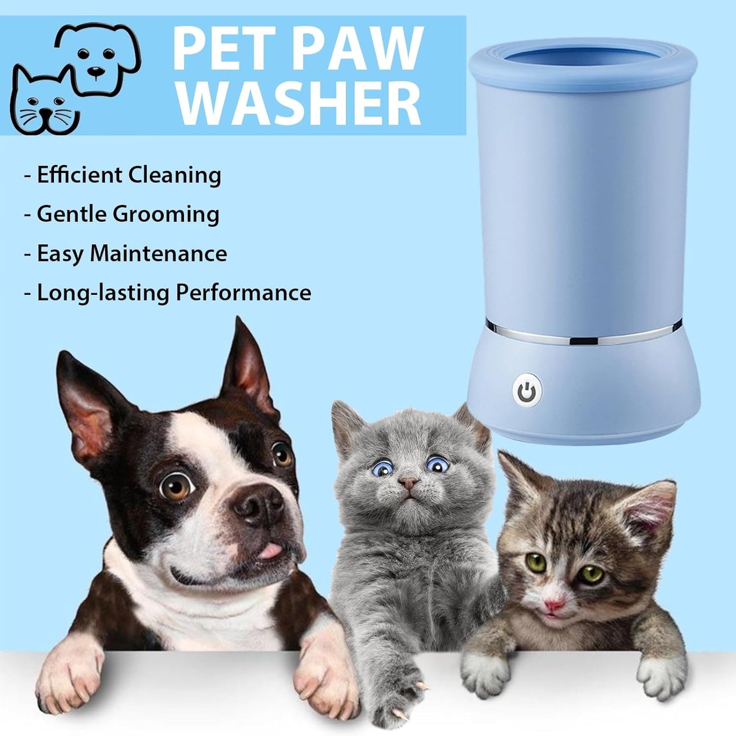 Automatic Dog Paw Cleaner, Electric Dog Paw Washer, Dog Foot Cleaning Machine USB Rechargeable, Pet Paw Washer Cup for Small Medium Large Breed Dogs Cats Blue