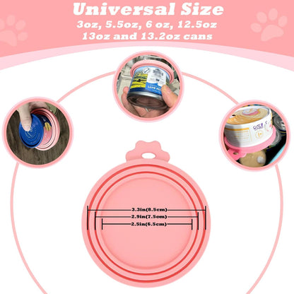 Pet Can Opener & 3 Pcs Cat Food Can Lids | Universal BPA Free Silicone Covers & Multi-Function Wet Food Spoon for Cat and Dog Food(Dark Blue)