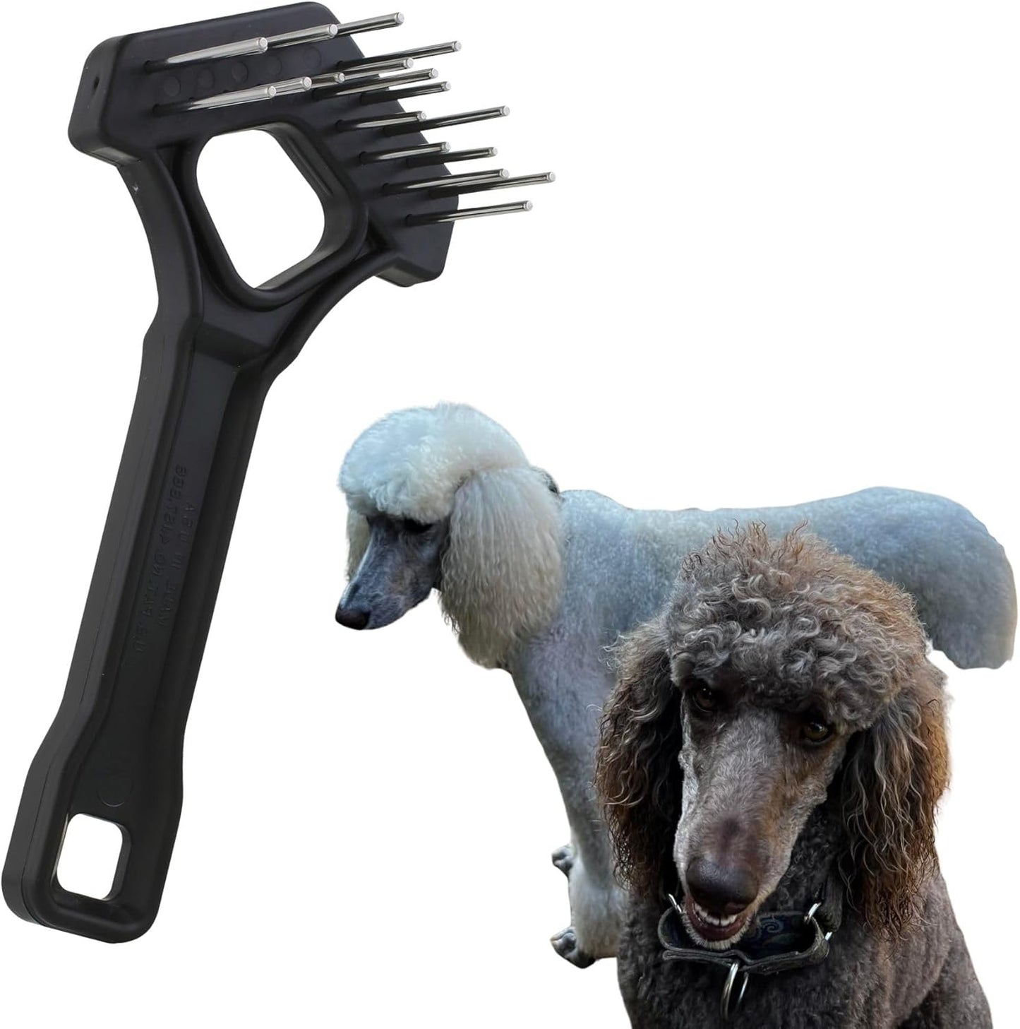 Undercoat Mini-Rakes for Effective Dematting and Grooming Dogs and Cats has V-Shape Head and Double Row, Stainless-Steel Rotating Teeth (Extra-Long Tooth Mini Rake)