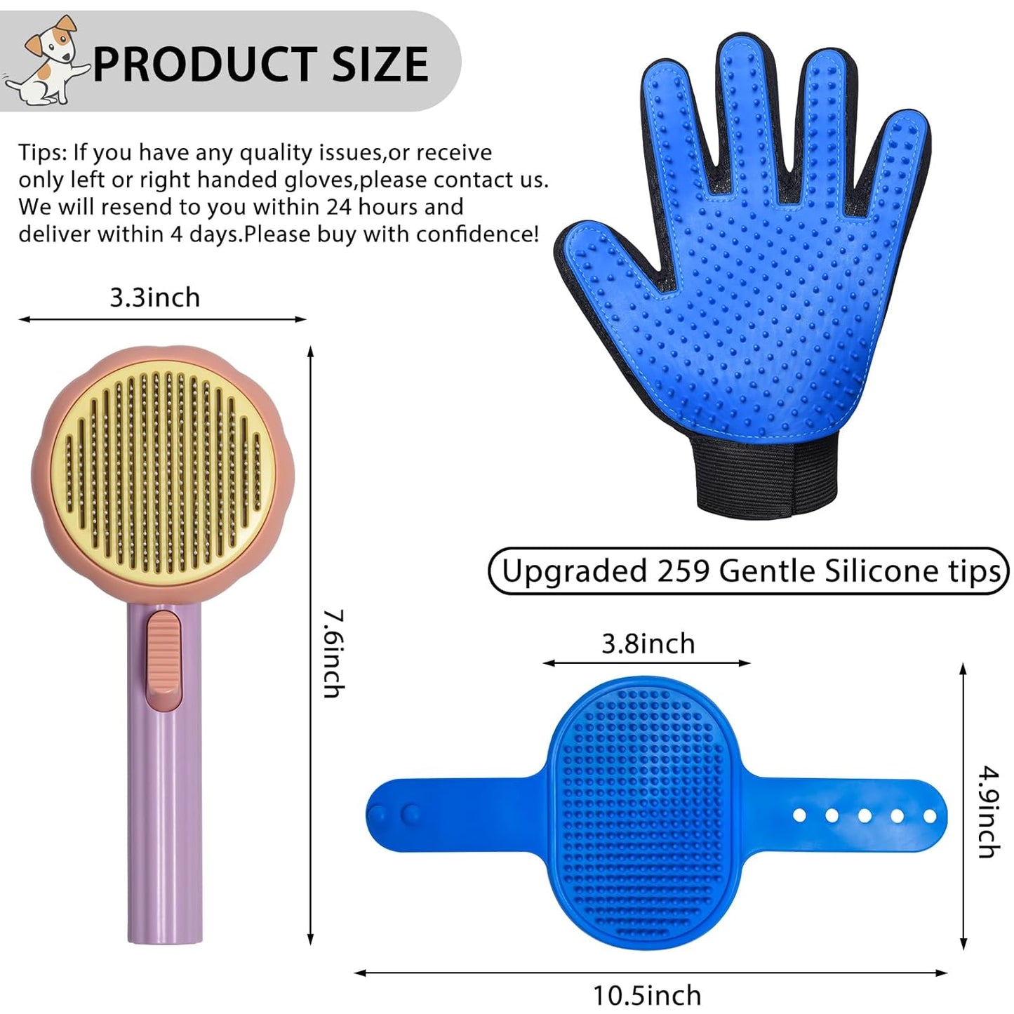 Cat Grooming Glove Brush,Pet Hair Remover Tool,Reusable Dog Hair Fur Remover for Carpet,Furniture,Couch,Clothes,Eco-Friendly and High efficiency