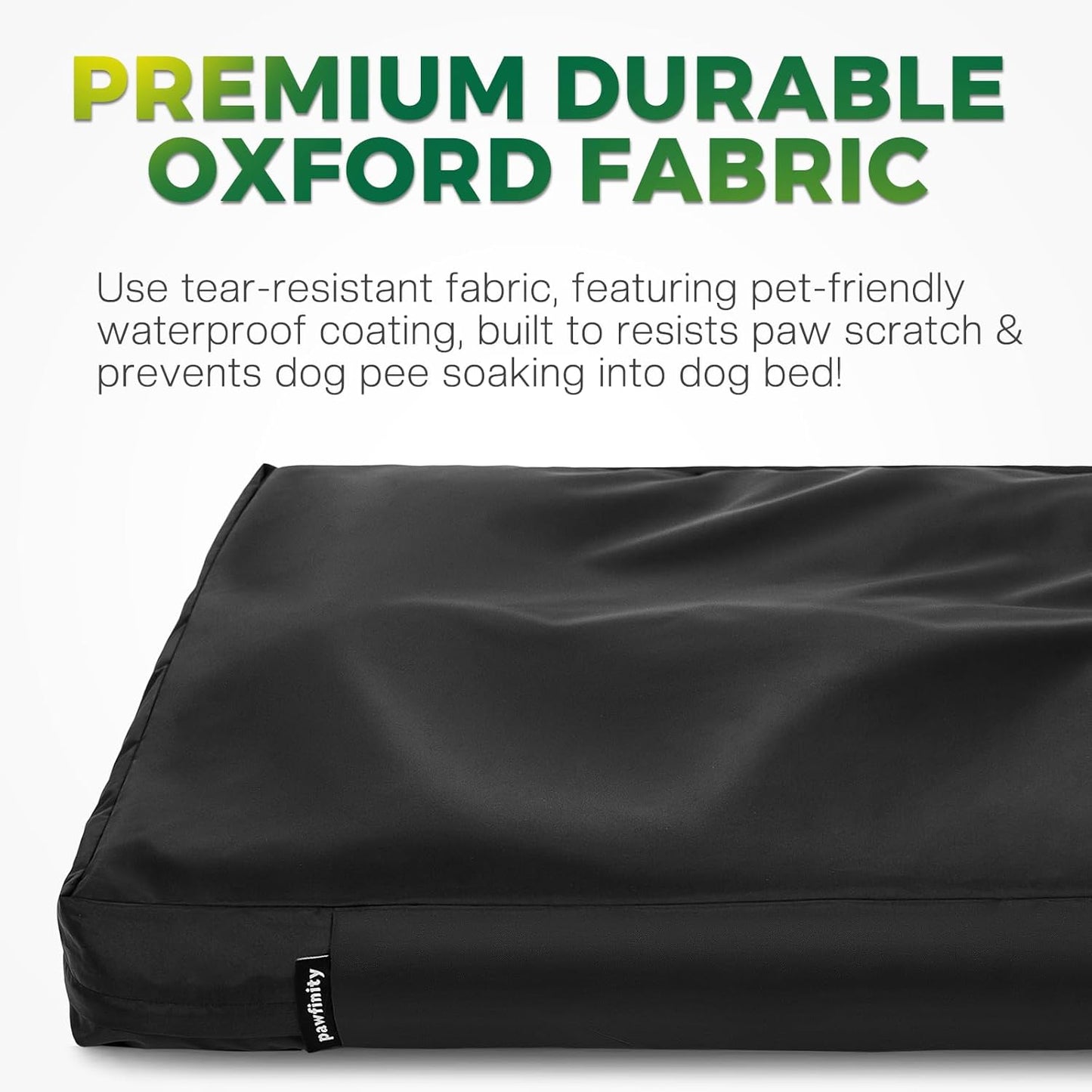 PAWFINITY Waterproof Dog Bed Cover Replacement Washable, Easy to Clean, Pet Hair Resistant, Heavy Duty Oxford, Zipper Closure, Indoor/Outdoor Use, Fits 36 Inch Dog Crate - Large, 34x22x3.5, Black