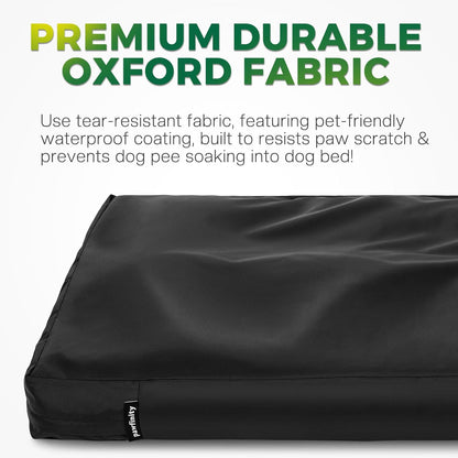 PAWFINITY Waterproof Dog Bed Cover Replacement Washable, Easy to Clean, Pet Hair Resistant, Heavy Duty Oxford, Zipper Closure, Indoor/Outdoor Use, Fits 36 Inch Dog Crate - Large, 34x22x3.5, Black