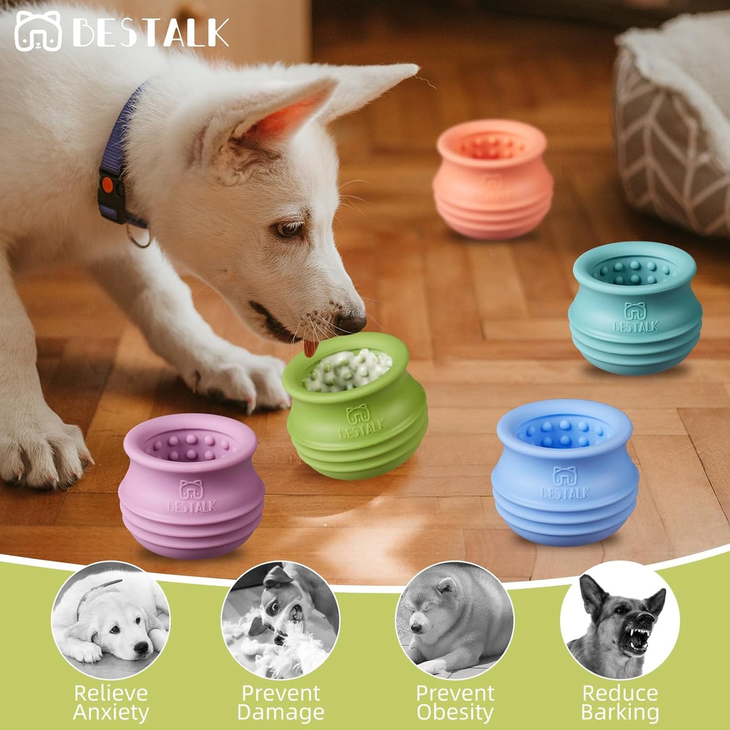 Dog Enrichment Treat Toy, Long-Lasting Wobbly Interactive Freeze Lick Toys for Dogs, Stuffable Puzzle Feeder Toy for Boredom, Silicone Treat Dispensing Chew Toy (Baby Blue,S)