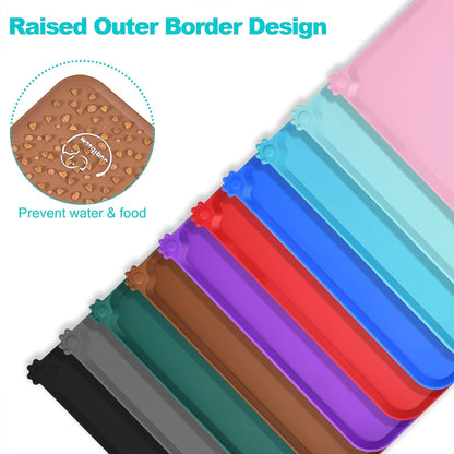 Silicone Waterproof Dog Cat Pet Feeding Mats, Non Slip, Easy Clean Pet Dog Cat Bowl Mats Placemat (18.5" x 11.5") Green