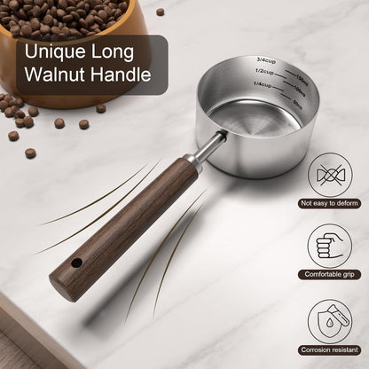Dog-Cat Food-Scoop Measuring-Cup - 304 stainless steel material.1-Cup capacity. Precision scale measurements