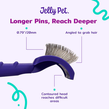 Jelly Pet Universal Slicker Brush for Dogs, Dog Grooming Brush, Remove Tangles and Dead Undercoat, Tuffer Than Tangles, Maltese Shi-Tzu Poodle Bichon, Firm Pins, Teal, Small