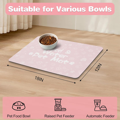 Pet Feeding Mat,Dog Cat Mat for Food and Water,Dog Bowl Waterproof Placemat with Rubber Backing,Absorbent Quick Dry Water Dispenser Mat for Pet（Dark Gray 12"×18"）