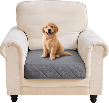 PAWFINITY Waterproof Couch Cover for Dogs, Pee Proof Pet Blanket, Paw Print Quilted, Pet Hair Resistant, Scratch-Resistant, Washable Furniture Protector for 2-3 Seat Sofa and Bed, 30x70 Inch, Grey