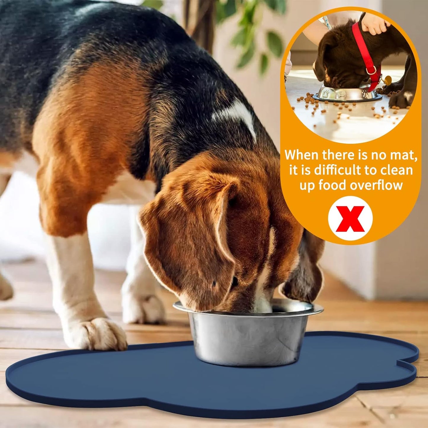 Ptlom Silicone Pet Placemat for Dogs and Cats, Non-Slip Waterproof Dog Feeding Bowl Mats for Food and Water, Small Medium Large Pet Puppy Tray Mat Prevent Residues from Spilling onto The Floor, Beige