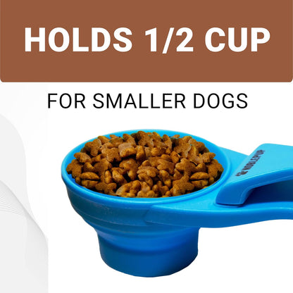 MeasureMate Pet Food Scoops with Bag Clip for Dog and Cat - 3-in-1 Multi-Function Collapsible Food Measuring Cup - 1 Cup Capacity, 8oz, Green - Dishwasher Safe
