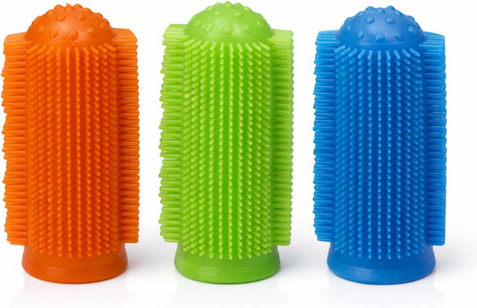 G.B.S Dog Toothbrush, 360 Dog Tooth Brushing Kit, Finger Toothbrush, Cat Tooth Brush, Teeth Cleaning, Pet Tooth Brush for Small & Large Pets, Reusable, 3-Pack Multicolor (Multicolor, Pack of 3)