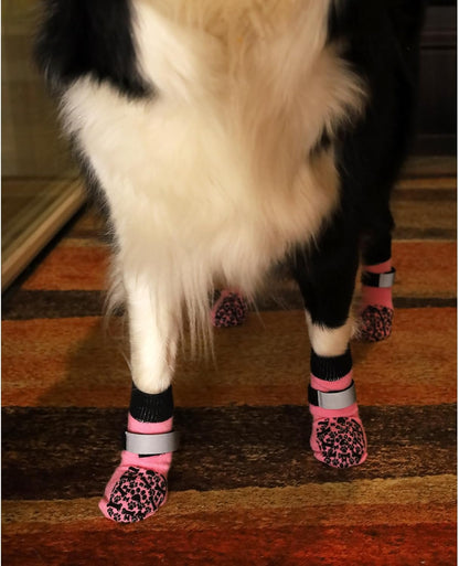 Dog Socks to Prevent Licking Paws, Anti Slip Dog Boots & Paw Protectors for Hardwood Floors, Toe Grips for Small Medium Large Senior Dogs, Dog Shoes for Hot/Cold Pavement(Blue Bone,L)