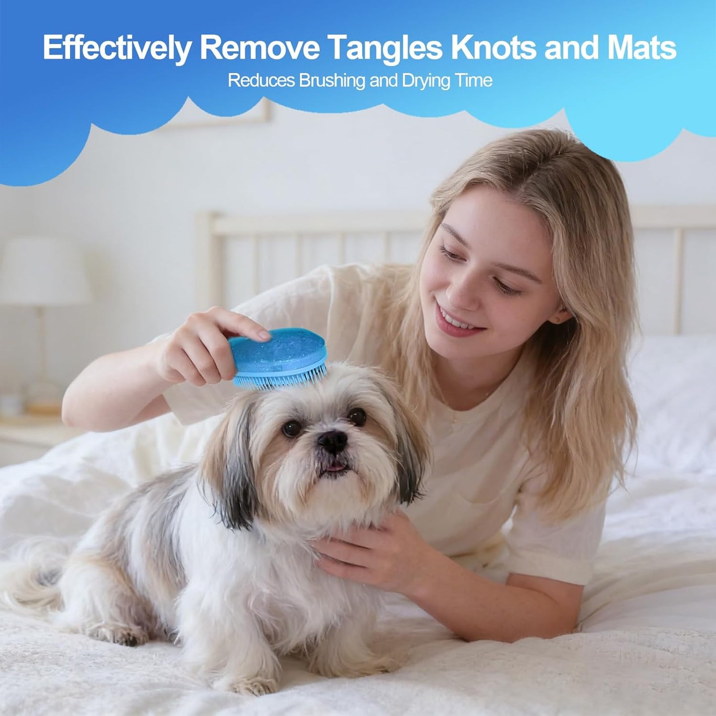 Small Dog Brush- Grooming Tool for Teddy, Yorkies, Maltese, Shih Tzu, Chihuahua - Puppy Hair Brush (Blue)