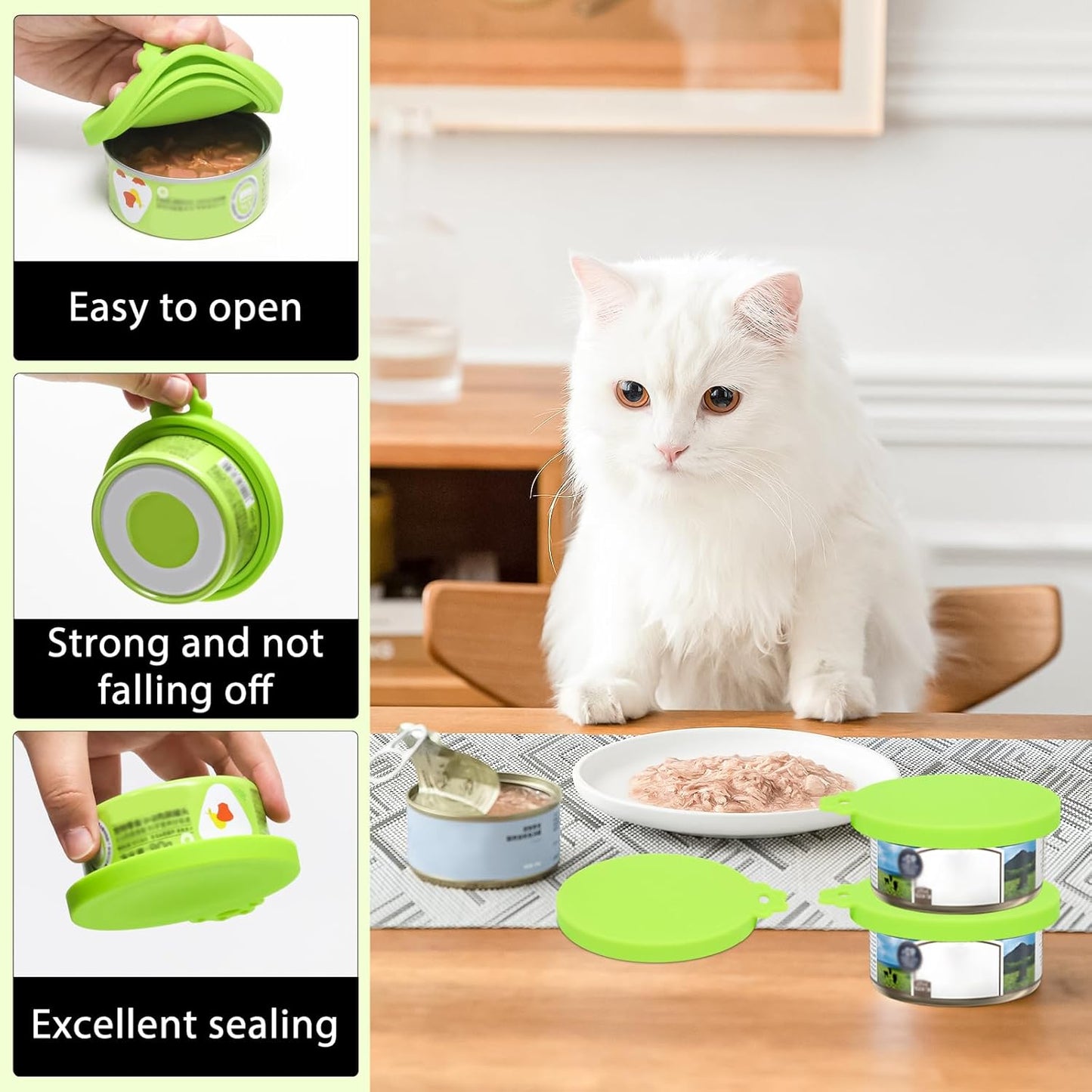PINE & LINEN 4 Pcs 2.5inch Durable Pet Can Lids, Silicone Small Pet Can Covers Waterproof Cat Food Cans Lids for 3 oz Cat Food Cans（Yellow+Red+Pink+Blue）