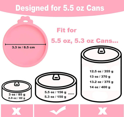 COMTIM Cat Food Can Covers Lids for 5.5 oz Cans, 2 Pack Silicone Cat Food Can Lids for 5.5 oz 5.3 oz Cans...Pet Food Can Covers Reusable Can Toppers Savers for Wet Food