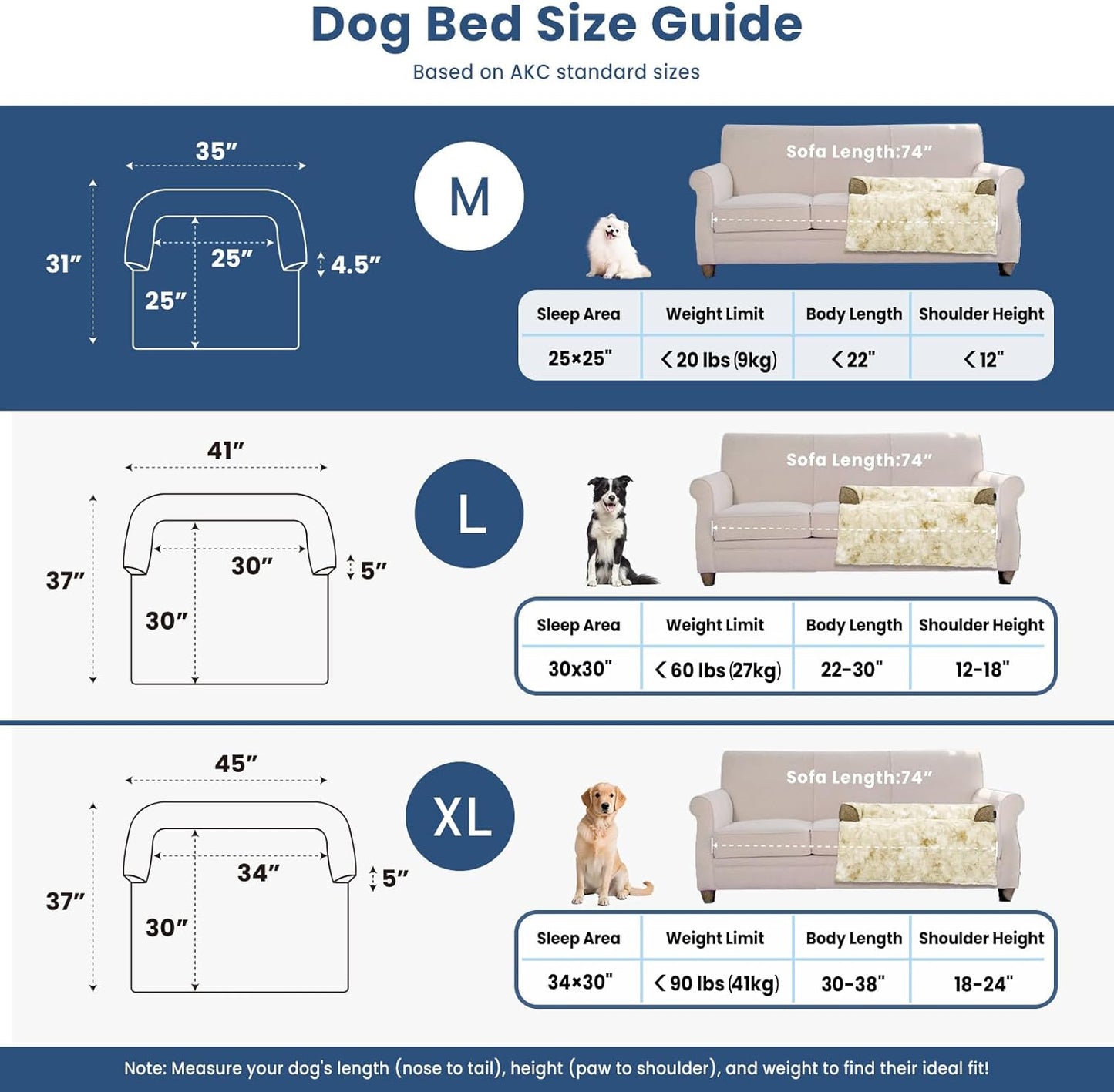 Calming Large Dog Bed for Couch, 41 x 37 inch Removable Couch Cover for Dogs Washable, Non-Slip Fluffy Plush Dog Sofa Mat for Furniture Protector - Grey