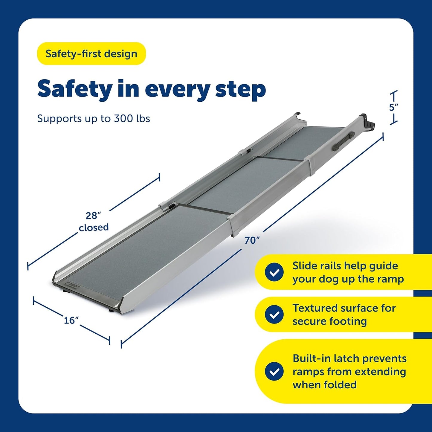PetSafe Happy Ride Telescoping Dog Ramp, Portable Pet Ramp for Cars, Trucks & SUVs with Adjustable Sizing
