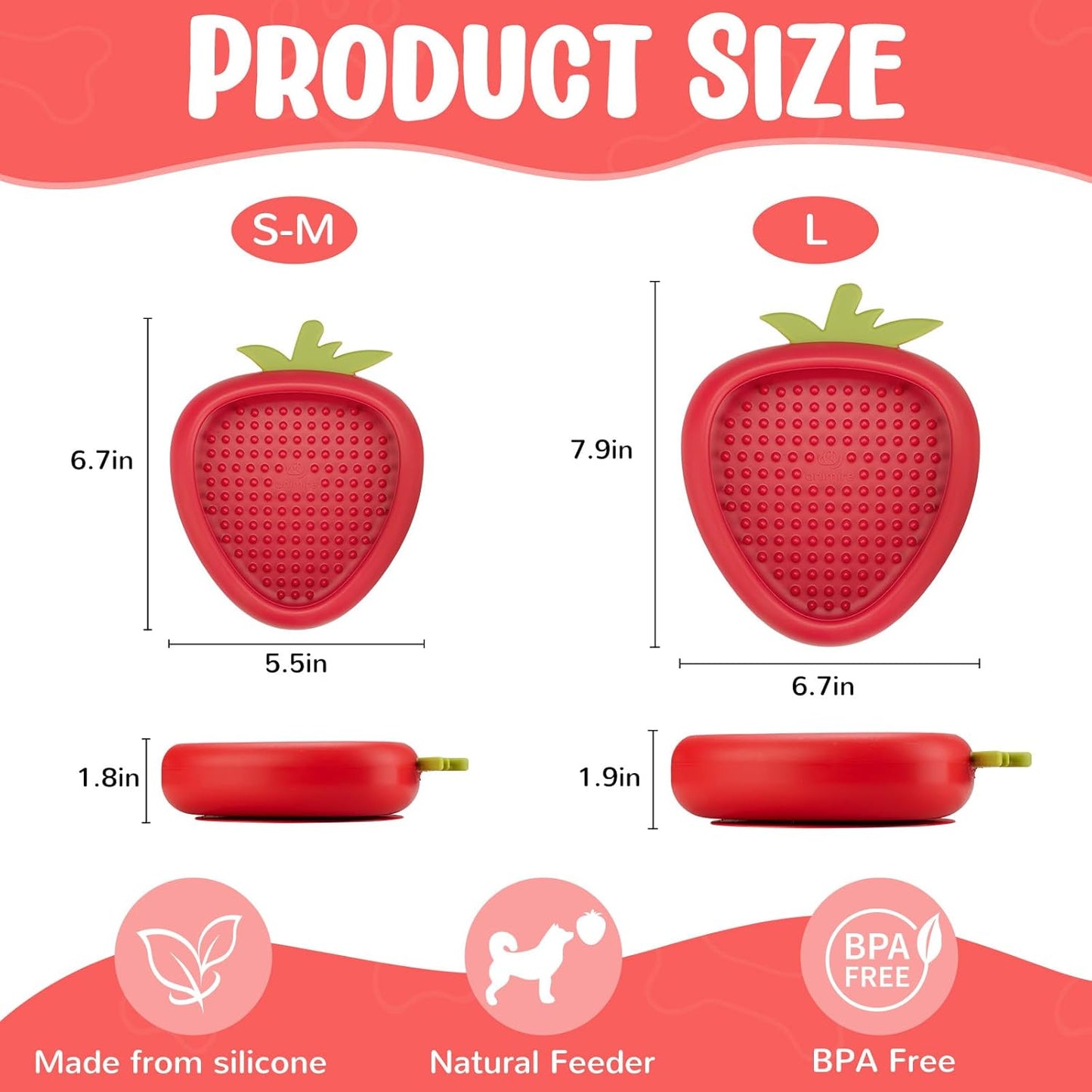 Freeze Dog Lick Bowl, Animire Non-Slip Slow Feeder Lick Mat for Dogs, Silicone Dog Enrichment Bowl for Distraction Anxiety Relief Boredom, BPA Free, Dishwasher Safe(Rose,S)