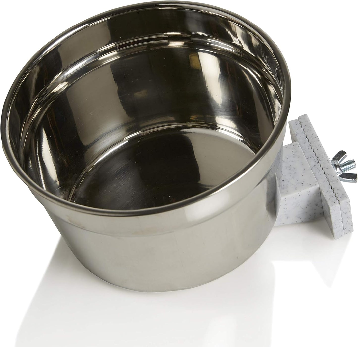 Lixit® Stainless Steel Kennel Food or Water Bowl - Non Spill Hanging Removable Crate Bowls - Carrier Cage Dish for Dogs or Cats for Feeding and Drinking (Stainless Steel, 10 Ounce)