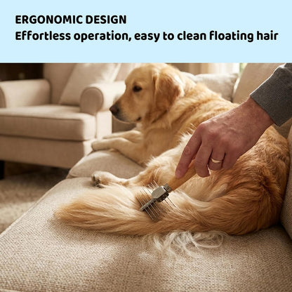 Dematting Comb for Dogs, Professional Dog Dematting Brush and Dematting Fur Rake Comb for Dogs, Long Steel Blades for Mat and Tangle Removal, Ideal for Long-Haired Breeds and Multi-Pet Households