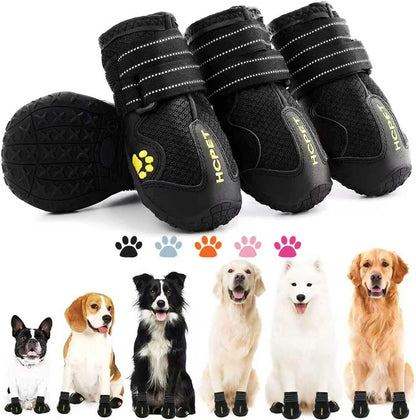 Hcpet Dog Boots, Dog Shoes for Large Dogs, Medium Dog Boots & Paw Protectors, Anti-Slip Dog Booties for Hot Pavement Winter Snow Hiking with Reflective Straps Black Size 6
