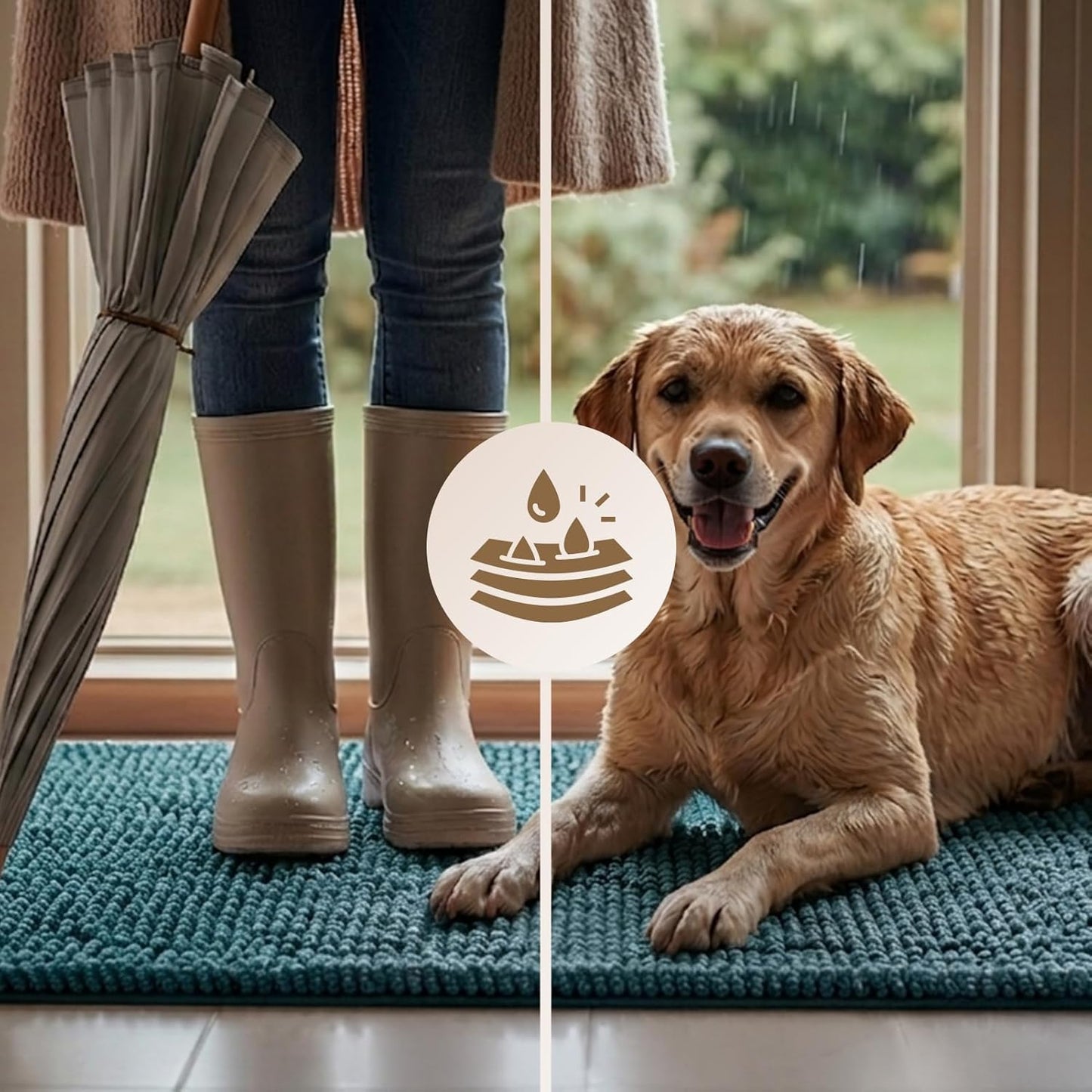 EHEYCIGA Super Absorbent Dog Door Mat for Muddy Paws 30x20 Inch Indoor, Front Doormat Outside Entrance, Quick Dry Chenille Washable Dog Crate Bed, Non-Slip Pet Rug Mud Mat Outdoor Entryway, Grey