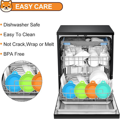 2 Pack Pet Food Can Covers, Silicone Universal Can Lids for Dog & Cat Food, BPA Free, One Fit Most Standard Size Food Cans Green/Blue