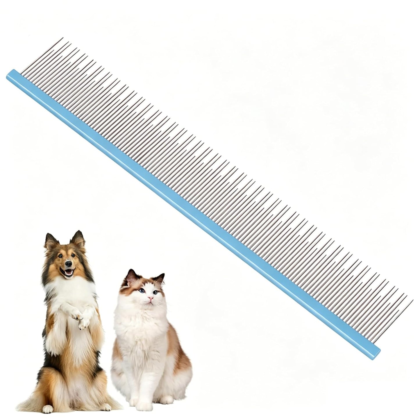 8.5 Inch Dual Tooth Pet Comb for Mats and Tangles,Poratable Grooming Dematting Comb for Indoor Long-haired Cats and Dogs,Pet Family Supplies,Removing Tangles,Knots,Undercoat and Excess Hair
