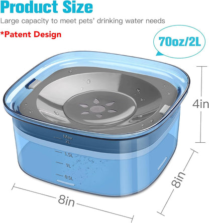 UPSKY 70oz Dog Water Bowl 2L No Spill Dog Bowls Large Capacity Spill Proof Slow Water Feeder, No Splash Pet Water Dispenser Vehicle Carried Travel Slow Drinking Bowl for Messy Drinkers