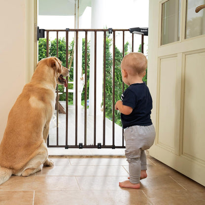 Babelio Baby Gate for Stairs, Kitchen & Doorways, 26-43" W 28" H No Bottom Bar| Easy Installation| One-Handed Operation| Auto-Close| Hardware Mount (Drill Needed) Safety Dog/Pet Gate Indoor (White)