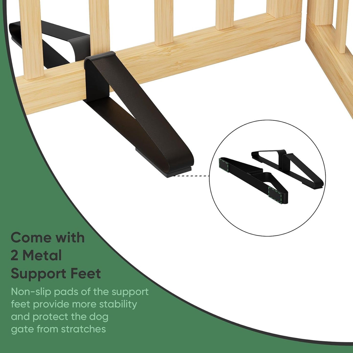 Freestanding Foldable Dog Gate - 4 Panel Room Divider with Metal Support Feet (Black)