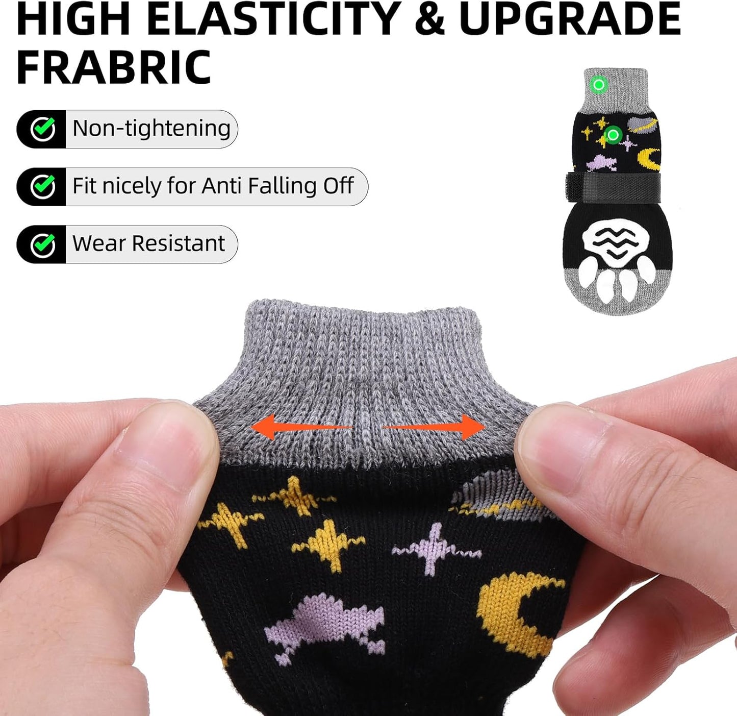 PUPTECK Anti Slip Dog Socks with Double Grippers for Hardwood Floors, Shoes for Hot/Cold Pavement, Boots & Paws Protectors to Prevent Licking, Traction Booties for Senior Small Large Dogs
