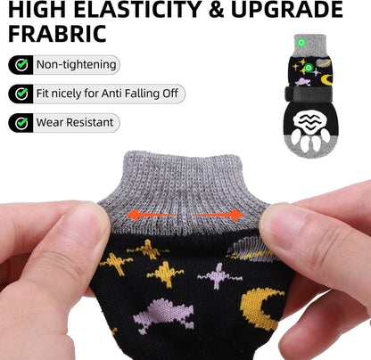 PUPTECK Anti Slip Dog Socks with Double Grippers for Hardwood Floors, Shoes for Hot/Cold Pavement, Boots & Paws Protectors to Prevent Licking, Traction Booties for Senior Small Large Dogs