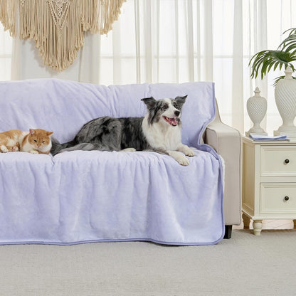 Waterproof Blanket for Bed Couch Sofa, Soft Liquid Pee Proof Pet Blanket for Dog Puppy Cat, Reversible Sherpa Fleece Furniture Protector (Dark Purple, 50x60 inches)