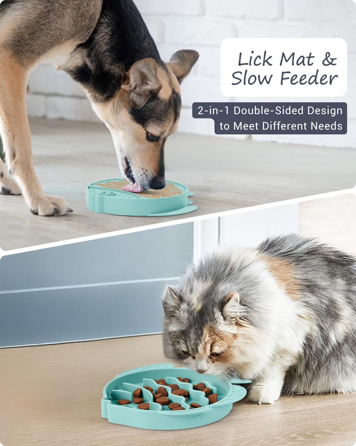 Coomazy Large Silicone Slow Feeder Dog Bowls, Interactive Puzzle Toy for Pets Food Training, Keeps Dogs Busy, Prevents Puppy Overeating (Dark Green, Large: 3.2Cup)