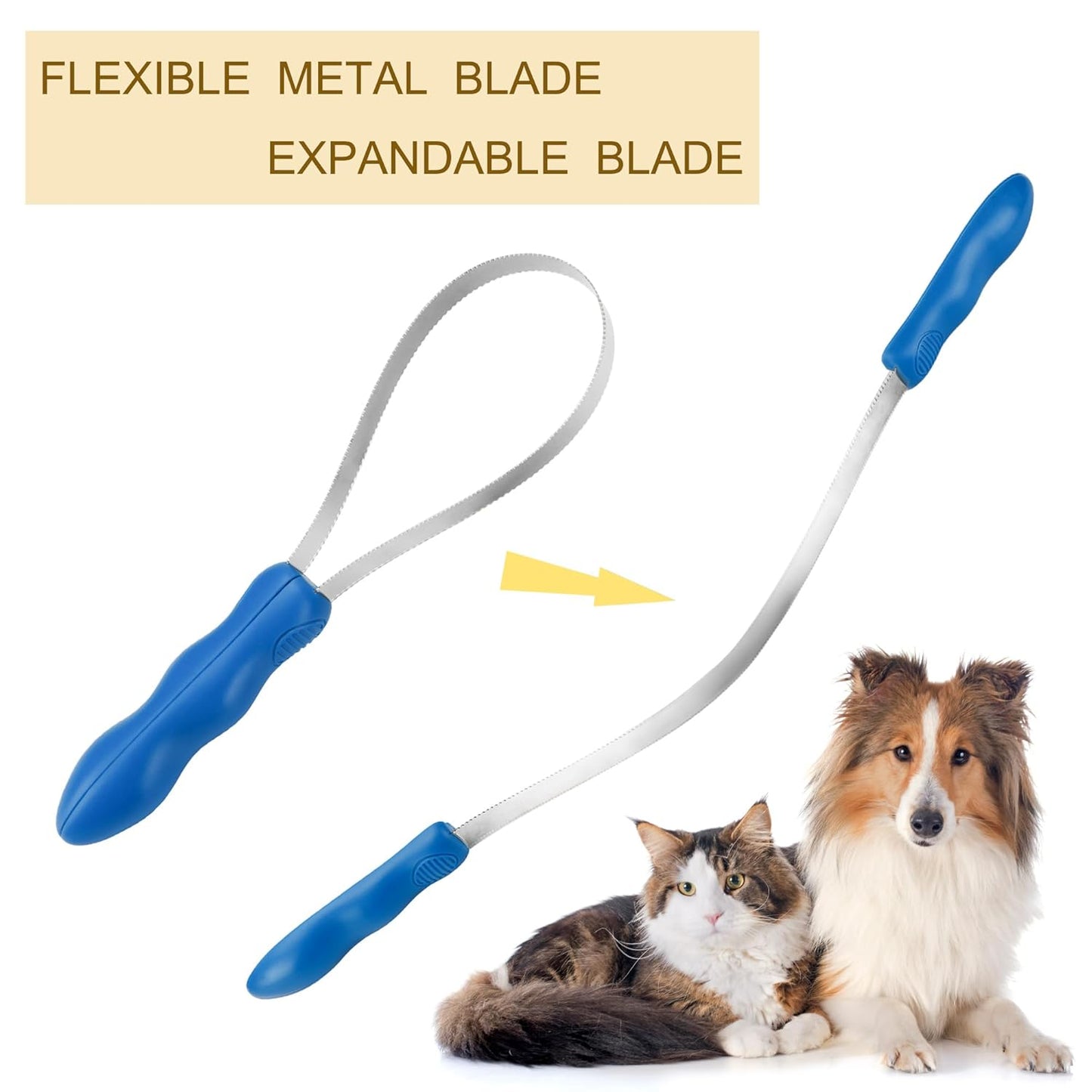 Dual-Sided Shedding Blade Dog Hair Brush - Stainless Steel Grooming Tool for Horses, Cattle, Sheep with Comfort Grip - Fine & Coarse Teeth for Long and Short Hair（2 Pcs）