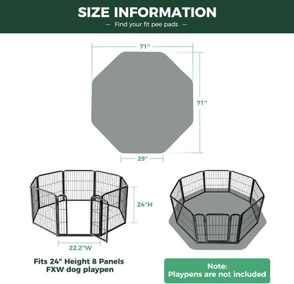 FXW Washable Pee Pads for Dogs, Puppy Pads with Super Absorbent, Specifically Designed for FXW Rollick/Homeplus 24inch 6 Panels Dog Playpen, 39" x 63" Rectangle, Khaki, 1 Pack