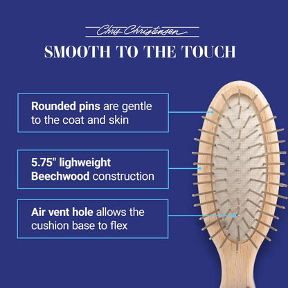 Chris Christensen Dog Brush, 27 mm Oval Pin Brush, Original Series, Groom Like a Professional, Stainless Steel Pins, Lightweight Beech Wood Body, Ground and Polished Tips