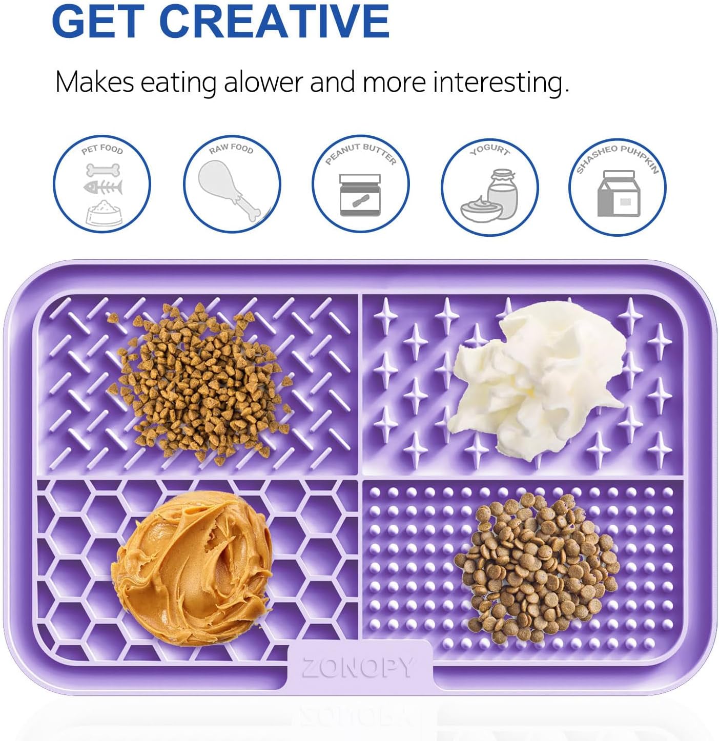 Licking Mat for Dogs & Cats with Suction Cups, 1 Pack Square Dog Slow Feeder Lick Pat for Anxiety Relief & Boredom, Dog Toys to Keep Them Busy, Pets Grooming Bathing Training Mat