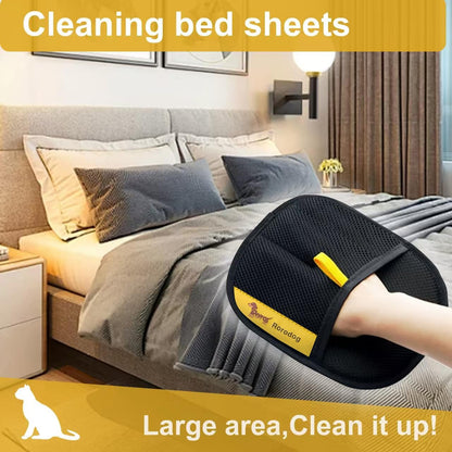 2-PCS Pet Hair Remover Gloves with A Hair/Lint Removal Tool, Reusable Magic Brush Pet Hair Removal Glove for Dogs & Cats, Remove Dog/Cat Hair from Couch, Carpet, Car Seat.