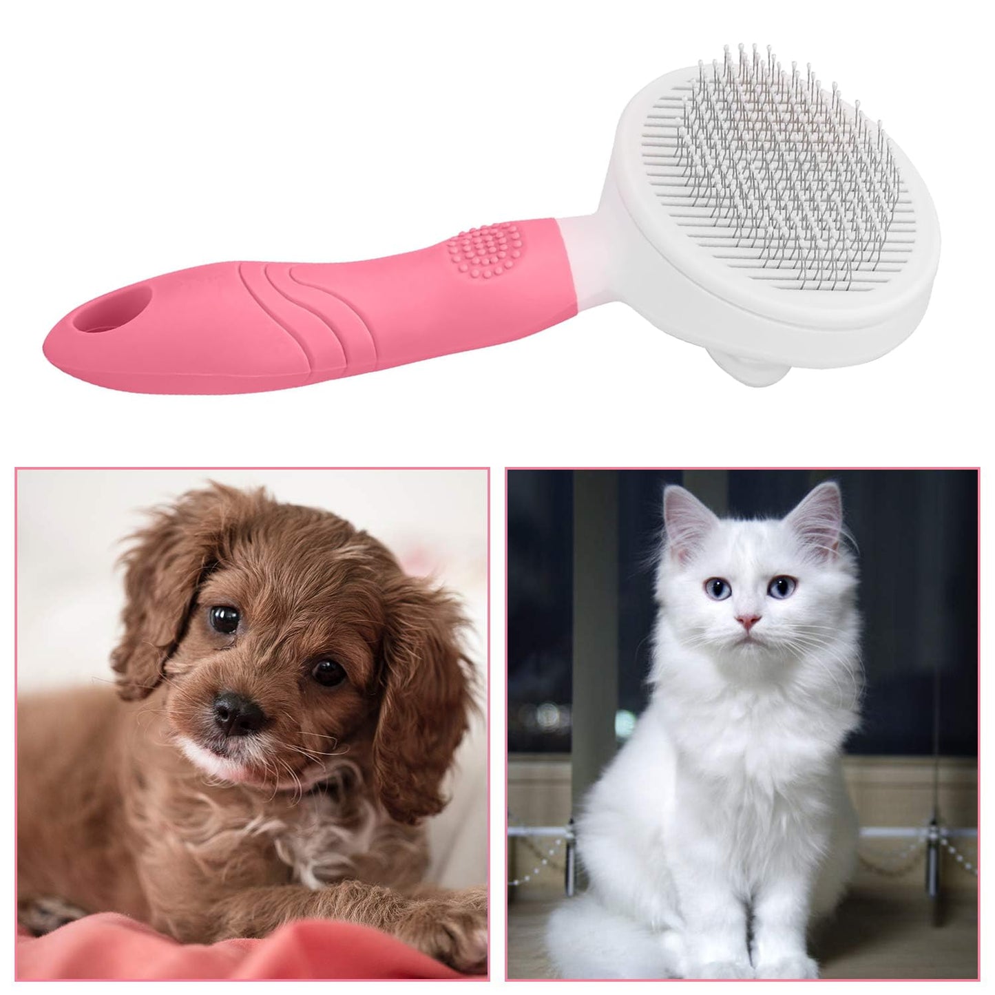 Self Cleaning Slicker Brush - Cat Brush Skin-Friendly Deshedding Grooming Massaging Tool for Long & Short Haired Pets, Cat Hair Brushes Easy Removes Undercoat for Dogs Cats Rabbits - UPGRADED, Blue