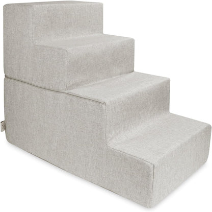 Best Pet Supplies Dog Stairs & Steps - Foam Steps for Small Dogs & Cats, Non-Slip Indoor Balanced Pet Step Support, Dog Ramp, No Assembly, Ash Gray Linen, 2-Step (12-inch Height)
