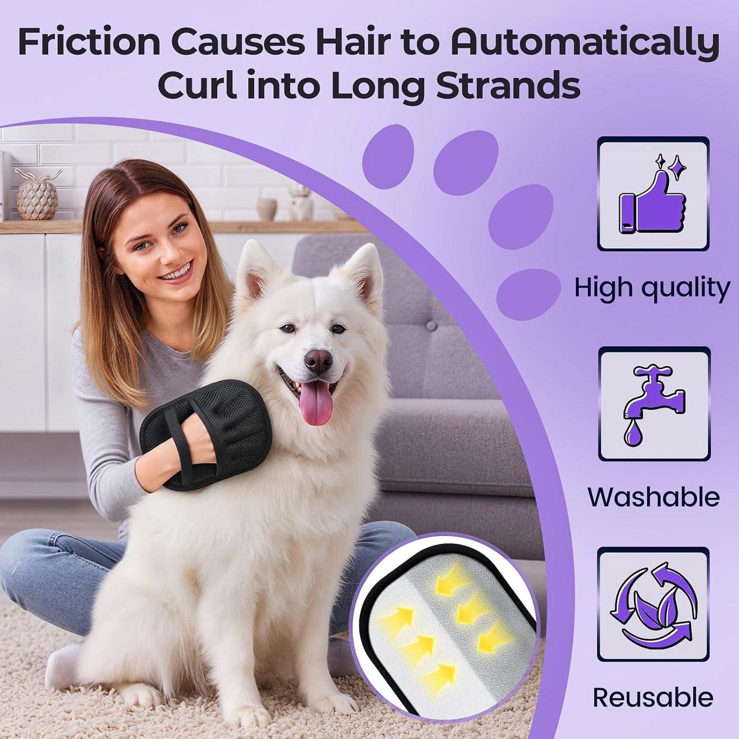 Pet Hair Removal Glove for Dogs and Cats, Five-Finger Magic Brush for Laundry, Couch, Carpet, Clothes, Car Seat