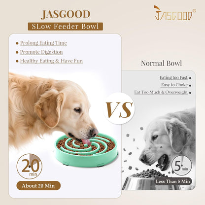 JASGOOD Slow Feeder Dogs Bowl for Large Medium Dogs,Anti-Gulping Pet Slower Food Feeding Bowls Stop Bloat,Preventing Choking